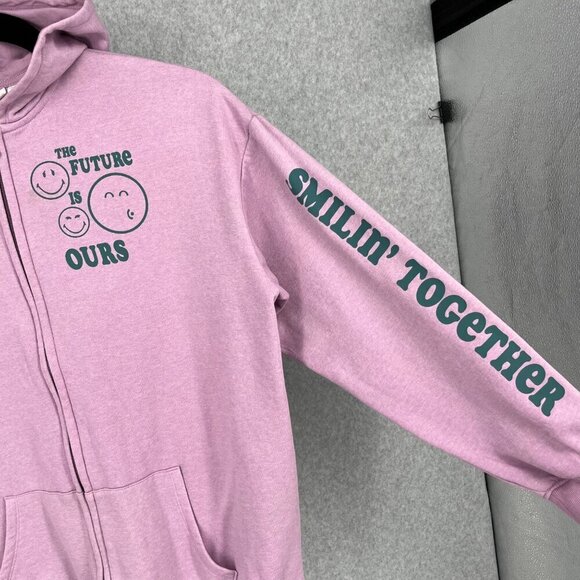 Smiley World x H&M Kids Oversized Graphic Full Zip Hoodie Size XL Purple Happy - Picture 4 of 16